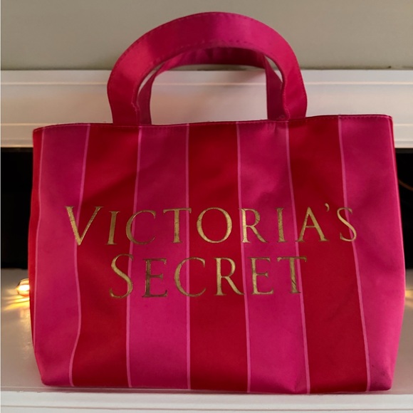Victoria's Secret Handbags - Victoria's Secret Bold Pink striped small tote